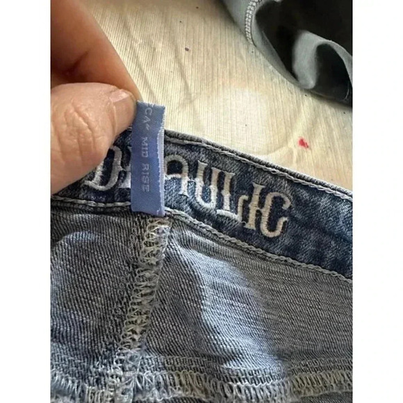 Hydraulic Jean skirt Tribeca mid rise womens denim skirt size 10 with pearls - Picture 12 of 12